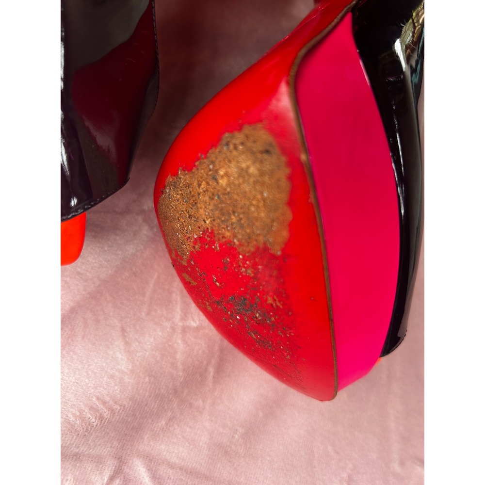 Christian Louboutin Lady Peep Sling‎ Women's Size 9.5 Black Rose Matador - Picture 11 of 12